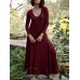 Women Solid Elastic V  Neck Maxi Length Street Casual Midi Dresses