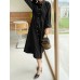 Women Shirt Collared Spliced Buttons Pleated Solid Casual Midi Dresses