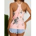 Casual Floral Print V  neck Sleeveless Holiday Wild Tank Top