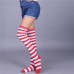 1 X Pair VONDA Womens Striped Thigh Knee High Long Rainbow Girls Socks Stocking