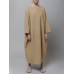 Women Thick Warm Loose Sweatshirt O  Neck Calf Length Midi Dresses