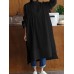 Women Shirt Long Sleeve Collared Calf Length Front Buttons Midi Dresses