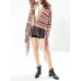 Ethnic Women Colorful Striped Long Sleeve Tassel Sweater Cardigan