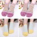 Ladies Five Toes Socks Simple Fashion Cotton Striped 4  Pair Set Ankle Toe Socks