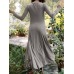 Women Solid Elastic V  Neck Maxi Length Street Casual Midi Dresses