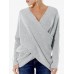 Sexy Women Cross V  neck Pullover Long Sleeve Sweaters Tops