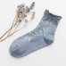 Women Winter Flower Snowflake Jacquard Casual Cotton Crew Sock