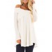 Off Shoulder Irregular Hem Women Knit Sweaters