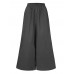 Women Cotton Pocket Elastic Waist Wide Leg Loose Casual Pants